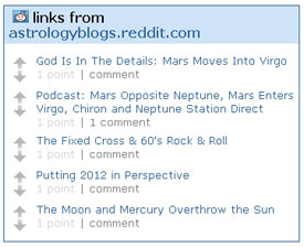 Example of the Reddit widget for the Astrology Blogs page